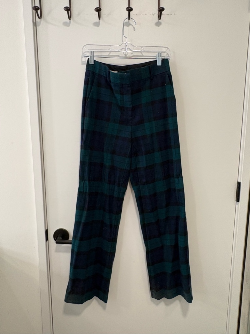 Ann Taylor Green and Black Plaid Chinos
